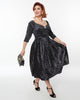 Unique Vintage Black & White Polka Dot Velvet Lamar Swing Dress - thumbnail