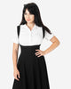 Unique Vintage White Cotton: Short Sleeve Button Up Mazzie Blouse - thumbnail