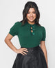 Unique Vintage Emerald Satin Bow Cutout Sweater - thumbnail
