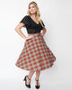 Unique Vintage Red Plaid High Waist Vivien Swing Skirt - thumbnail