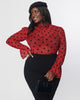 Unique Vintage Burgundy & Black Polka Dot Donna Blouse - thumbnail