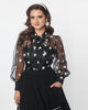 Unique Vintage Black & Snowflake Mesh Gwen Blouse - thumbnail