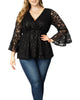 Sequin Sparkle Bell Sleeve Lace Top - thumbnail