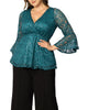 Sequin Sparkle Bell Sleeve Lace Top - thumbnail