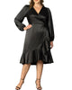 Serena Satin Ruffle Wrap Dress - thumbnail