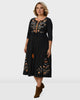 Floral vine embroidery cotton poplin dress - thumbnail