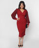 Unique Vintage Burgundy Delores Wiggle Dress - thumbnail