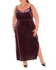 SOLID STRETCH VELVET BODICE LINED DRESS - thumbnail