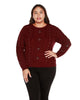 Plus Size Embellished Cable Knit Sweater - thumbnail
