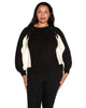 Plus Size Colorblock Cable Knit Sweater - thumbnail