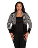 Plus Size Houndstooth Jacquard Open Cardigan - thumbnail