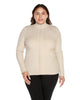 Plus Size Lurex Mock Neck Ribbed Sweater Zip Up - thumbnail