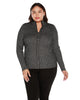 Plus Size Lurex Mock Neck Ribbed Sweater Zip Up - thumbnail