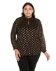 Plus Size Foil Printed Mock Neck Top - thumbnail