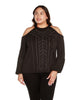 Plus Size Embellished Cold-Shoulder Top - thumbnail