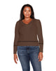 Plus Size Puff sleeve V-Neck Sweater - thumbnail