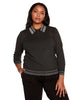 Plus Size Puff Sleeve, Button-Front Henley - thumbnail