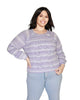 Plus Size Space Dye Pointelle Blouson Sleeve Sweater - thumbnail