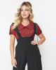 Unique Vintage Burgundy & Gold Stars Oversized Collar Blouse - thumbnail