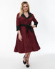 Unique Vintage Burgundy & Black Swing Coat - thumbnail