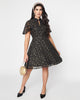 Unique Vintage Black & Gold Star Capulet Fit & Flare Dress - thumbnail