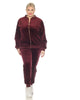 Plus Size 2-Piece Velour with Faux Leather Stripe - thumbnail