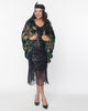 Unique Vintage Emerald Green Floral Burnout Velvet Kimono - thumbnail
