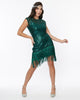 Unique Vintage Emerald Green Sequin Del Mar Flapper Dress - thumbnail