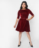 Unique Vintage Burgundy Velvet Stephanie Fit & Flare Dress - thumbnail