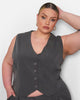 Office Babe Button Up Vest - Charcoal - thumbnail