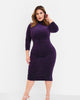 Kerry Velvet High Neck Midi Bodycon Dress - Royal Purple - thumbnail