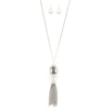 Cube Rhinestone Chain Tassel Necklace - thumbnail
