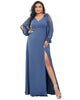 Open Lantern Sleeve A-Line Bridesmaid Dress - thumbnail