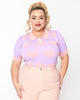 Unique Vintage Lavender & Pink Hearts Short Sleeve Sweater - thumbnail