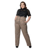 Unique Vintage Dark Beige Windowpane Thelma Suspender Pants - thumbnail