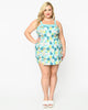 The Golden Girls x Unique Vintage Plus Size Aqua Character Print Skirted Dolly Romper - thumbnail