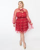 Unique Vintage Plus Size Red & Gold Glitter Heart Flare Dress - thumbnail