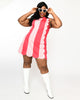 Smak Parlour Plus Size Hot & Light Pink Stripe Scallop Mini Dress - thumbnail