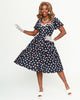 Unique Vintage Black & Candy Heart Button Front Dress - thumbnail