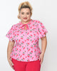 Unique Vintage Lavender & Hot Pink Cecilia Blouse - thumbnail