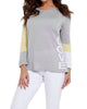 "Love Me" V-Neck Top in Gray/Yellow - thumbnail