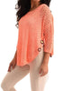 Aimee Wooden Button Poncho in Melon - thumbnail