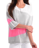 Abstract 3/4 Sleeve Sweater in Gray Multi - thumbnail