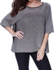 2-Tone High Slit Sweater Poncho in Stone - thumbnail