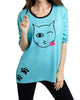 Cat Kiss Graphic Sweater in Turquoise/Black - thumbnail