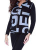 Abstract Hooded Cardigan in Black/Denim - thumbnail