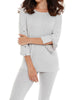 Adriana Kashmira 3/4 Button Sleeve Sweater in Gray - thumbnail