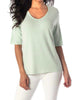 Jacqueline Kashmira V-Neck Short Sleeve in Mint - thumbnail