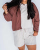 Hot 'N Cold Thermal Cardigan in Mauve - thumbnail