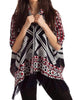 Hannah Tassel Poncho in Black/Red - thumbnail